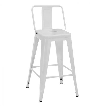 Бар стол средна височина Melita гръб в бял мат HM8574.31 42x42x89,5cm