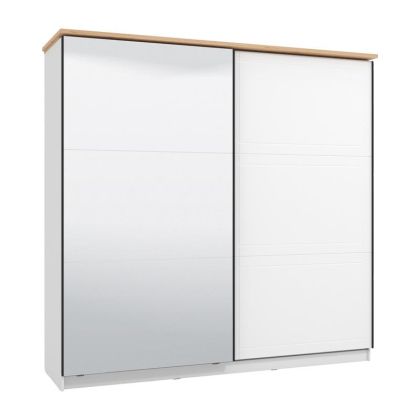 Гардероб VALENCIA 220 с огледало WHITE-ARTISAN OAK-WHITE MAT 220*62.5*214cm