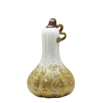 Декоративна тиква от стъкло цвят бял/златен φ13x22.5см