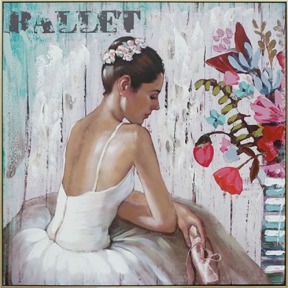 Картина платно балерина и цветя 101.5x101.5x5 см