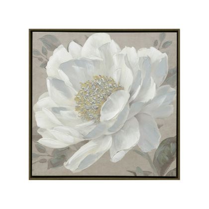 Картина платно в рамка бяло-сребърно цвете 60x60 см
