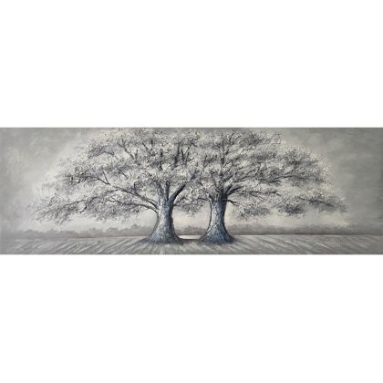 Картина платно дървета в сиви нюанси 150x50 см