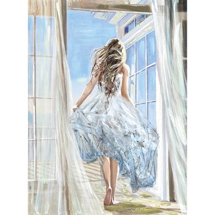 Картина платно Момиче на балкона 90x120 см