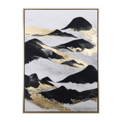 Картина платно с рамка планина с облаци черно-злато 50x70 см