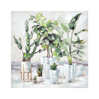 Картината на платно Растения в каспо - размери 80x80x3 см