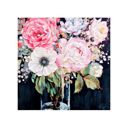 Картината на платно Цветя във ваза - размери 60x60x3 см