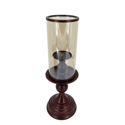 Кафяв метален свещник със стъкло във формата на топка 46 см