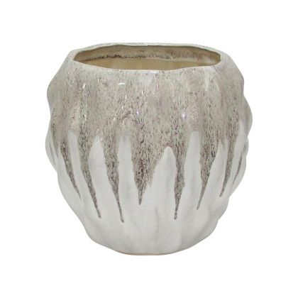 Керамична ваза Belinda бяло-бежов цвят 17x17x15см