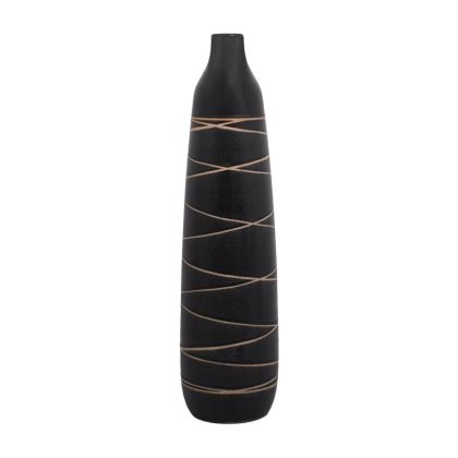 Керамична ваза с лента, черен цвят 13.5x55см
