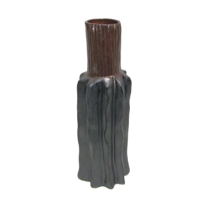 Керамична ваза сиво-кафяв цвят 13x38см