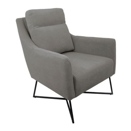 Кресло Giuliana в тъмно сив текстил с метални крака, размери 70x90x100 см