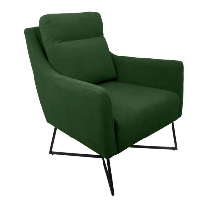 Кресло Giuliana зелен текстил с метални крака, размери 70x90x100 см