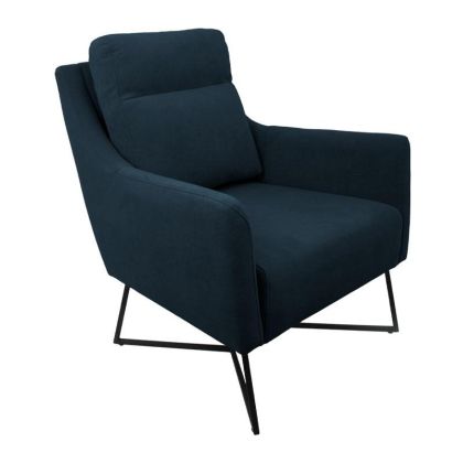 Кресло Giuliana син текстил с метални крака, размери 70x90x100 см