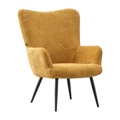 Кресло с метални крака и жълт текстил 80x75x97 см