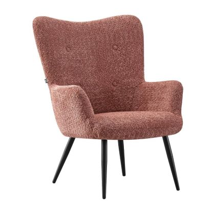 Кресло с метални крака розов текстил 80x75x97 см