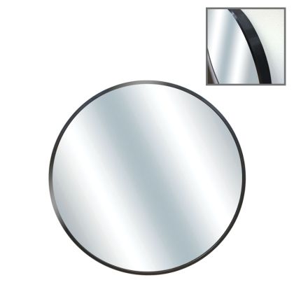 Кръгло стенно огледало с черна алуминиева рамка - диаметър φ60x4 см