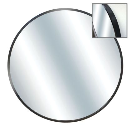 Кръгло стенно огледало с черна алуминиева рамка - диаметър φ80x4 см