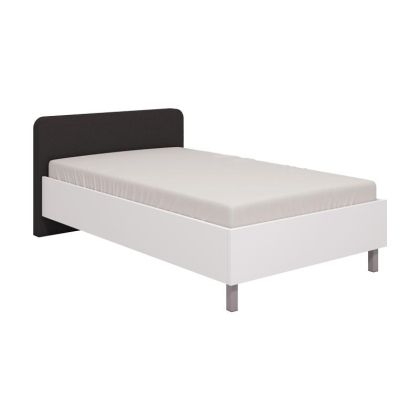 Легло Barletta 120 бяло с сив текстил и крака от хром, размери 131x213.5x85.5 см (120x200)