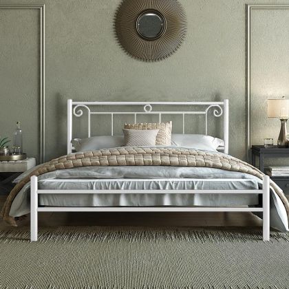 Метално легло Valery в бял цвят, 130x210x99 см (120x200 см)