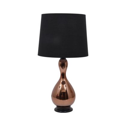 Нощна лампа 22405 стъкло бронзов цвят с черна шапка 62.5см E27