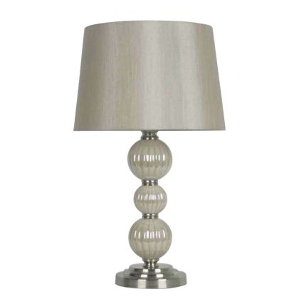 Нощна лампа бежово/сребърно 3 стъклени крушки 25.4x51см