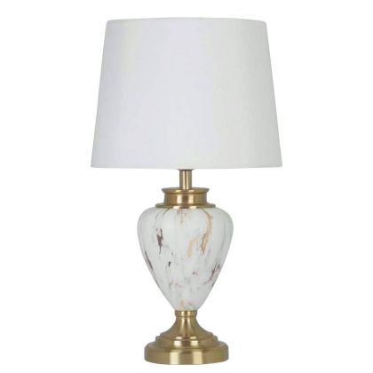 Нощна лампа бяло/златно мрамор - 30.5x53.5см