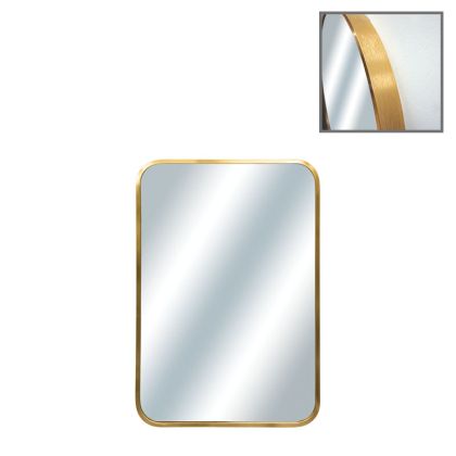 Правоъгълно стенно огледало с златиста алуминиева рамка - 30x40 см