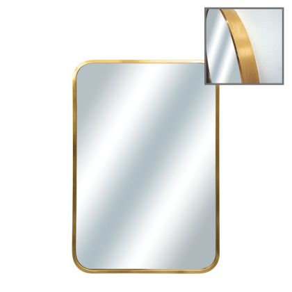 Правоъгълно стенно огледало с златиста алуминиева рамка - 40x60x4 см