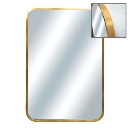 Правоъгълно стенно огледало с златиста алуминиева рамка - 60x80x4 см