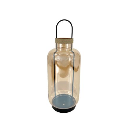 Свещник метал/стъкло черно-медена бутилка с дръжка - φ15x41см