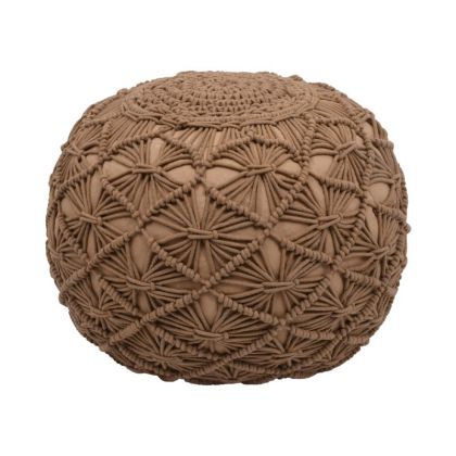 Табуретка-пуф от плетиво Crochet в бежов цвят 45x45x35 см