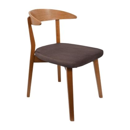 Трапезен стол Lux кафяв текстил със златисти крака, 49x54x78 см