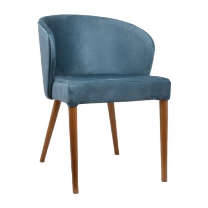 Трапезен стол Lux светлосин текстил със златисти крака 57x54x81 см