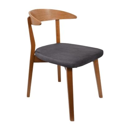 Трапезен стол Lux сив текстил със златисти крака, 49x54x78 см