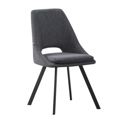 Трапезен стол с метални крака сив текстил 56x48x85 см