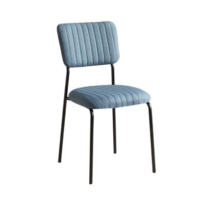 Трапезен стол с синьо-сив текстил и метална рамка 53x43x84 см