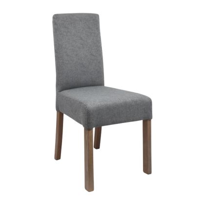 Трапезен стол сив текстил с дървени крака цвят сив дъб 56x48x103 см