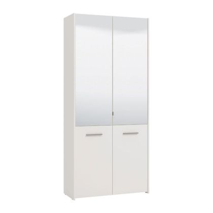 Шкаф за обувки с огледало Menorca в бял цвят 89.5x37.5x199 см