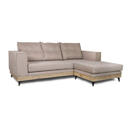 Ъглов диван ESTEBAN с текстилна бежова дамаска 250x184x100cm