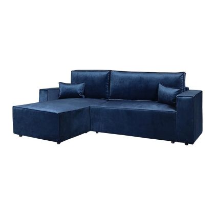 Ъглов диван ISABELLA със синя текстилна дамаска 270x160x90cm