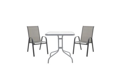 Dining set 3pcs Watson-Calan metal black-textilene grey 80x80x70cm