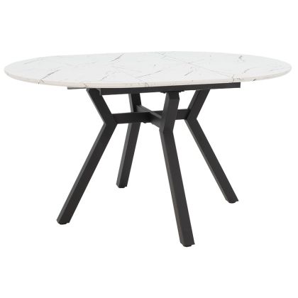 Extendable table Frances MDF in white marble-black color 100-140x100x75cm