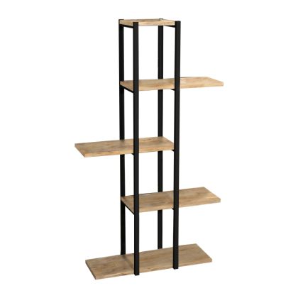 Floor shelf Ploko oak melamine-black metal 60x24x110cm