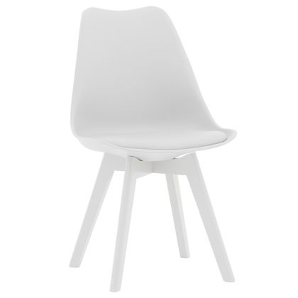 Gaston chair PP-PU white-leg wood white