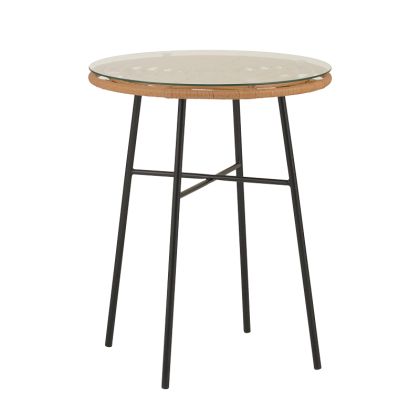 Gaus table metal black-pe natural-glass D60x74cm