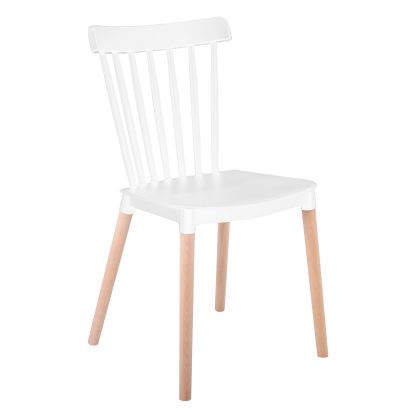 LINA Dining Chair - Kitchen, PP White, Natural Beech Legs ΕΜ1391,1