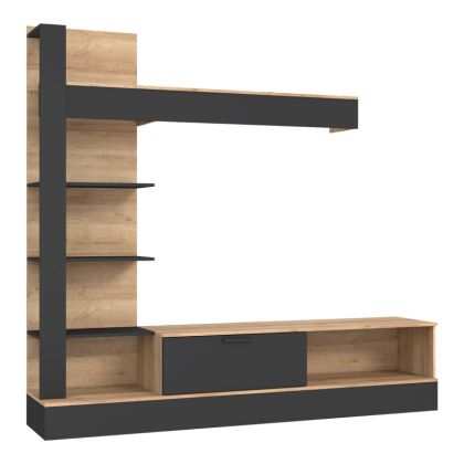 Living room complex Dranko black-oak melamine 205x41.5x192cm