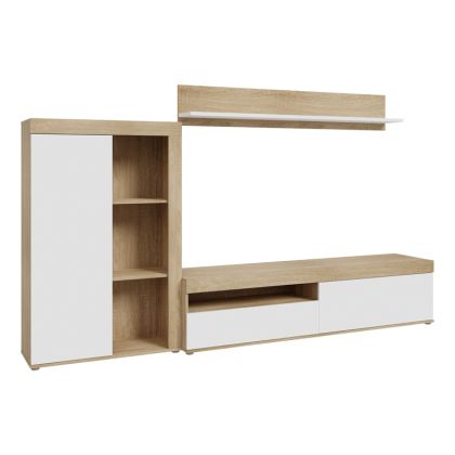 Living room complex Zorbi white-sonoma oak melamine 265x41x158.5cm