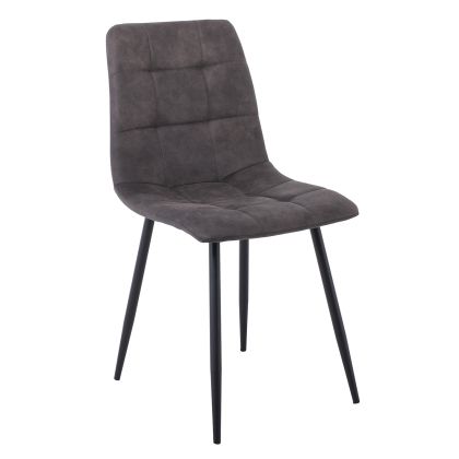 LYDIA Dining Chair - Kitchen, Black Metal, Anthracite Suede Fabric ΕΜ7911,1