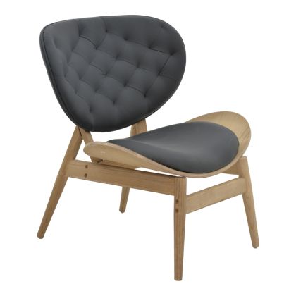 Relax armchair Udalle solid wood walnut-pu black 77x70x82cm